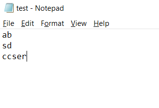 test - Notepad Eile Edit Format View Help ab sd coser