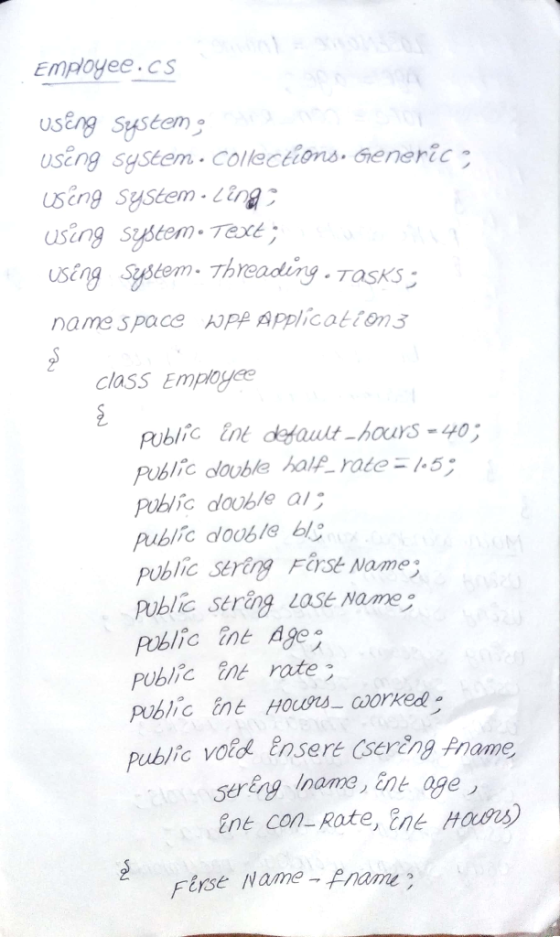 EMplOyee.cs useng System useng system.cOllections. Generic useng system-1ingc useng system Text ; useng Syptem. Threading. TO
