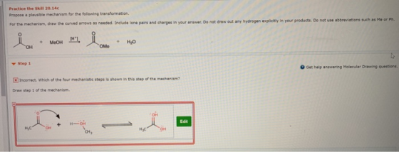 Practice the skill 2014 Propose a plaub mechanism for the following transformation For the mechanism, draw the curved arrows
