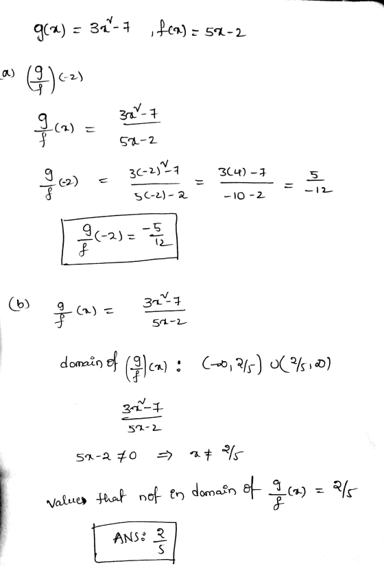 gla) 32-7 fea) = = 52-2 a) 9 ) (-2) 300-7 (a) = ca) 5a-2 3(-2) ²7 3(4) -7 alce で 1) 5 -12 5(-2)-2 -10 -2 9 (-2) = -2 / f (6)