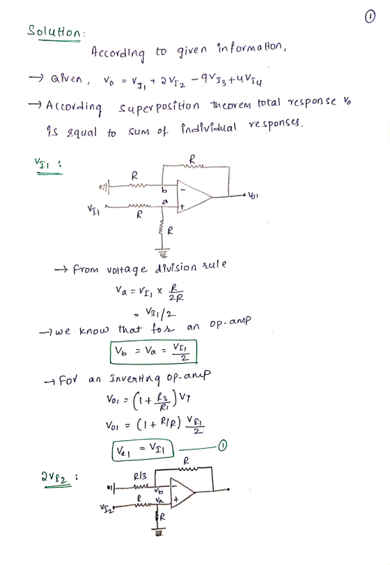 Solution: According to given information, → alven, Vo = vg + 2VI2 - 9V IZ TUVIU According super position theorem total respon
