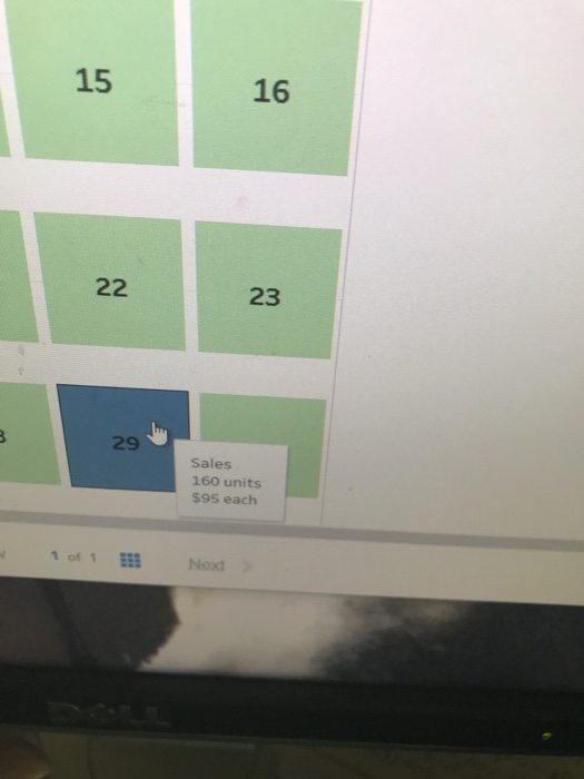 15 16 22 23 29 W Sales 160 units $95 each 1 of 1 Next