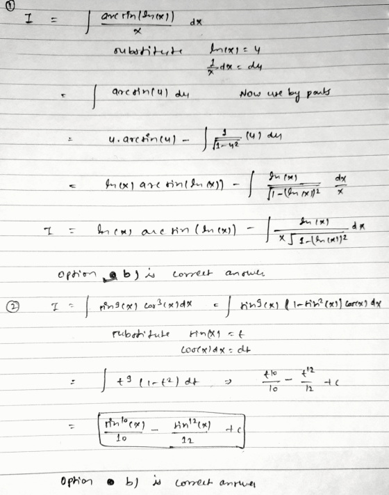 are rinken (8) dx substitute Inexsay da-dy aresinful du Now use by parts u.arosincul- =147 dy In exl are tini &n (X) Inlog (I