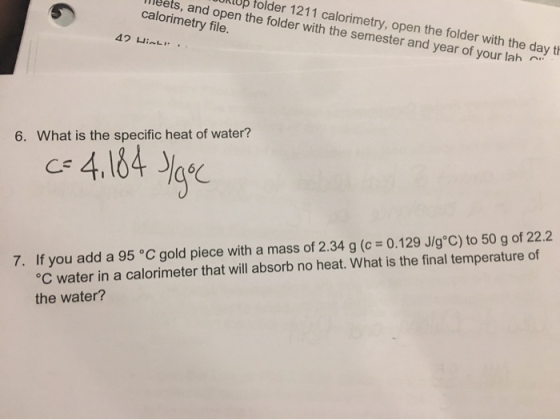 Up folder 1211 calorimetry, open the folder with the day Uls, and open the folder with the semester and year of your lah calo