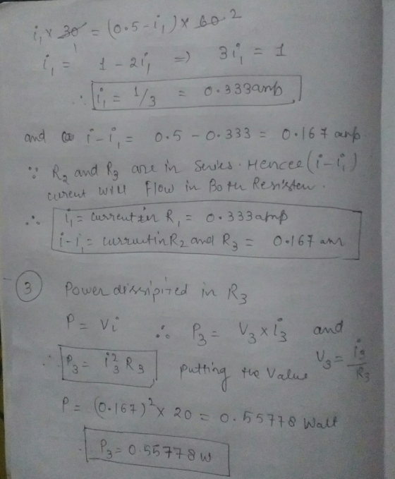 ; x 30 = (0.5-1, ) x 60 2 - 1-21,-) 31 = 1 = 1/3 = 0.333amb and ca i-i, = 0.5-0.333 = 0.167 aup R. and Rz are in series. He