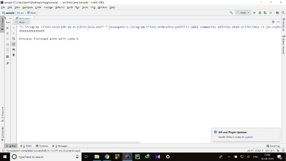 sample [CUsersdarshiDesktopyHomeworkLibsample] - srcMain.java [sample] Intelliu IDEA Eie Edit Yew Navigate gode Analyze Befactor B