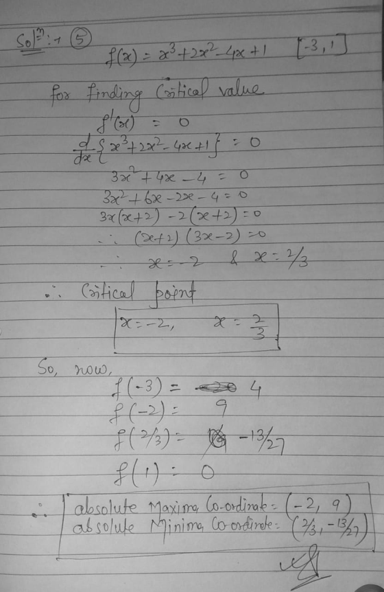 Sola: 1-3,1 f(x) = x²+2x² 4x+1 finding (sitical value for O det da x² + 2002-400 +1} : 301 +42€ - 4o 3x² + 6x-2x_4=0 3x(x+2)-
