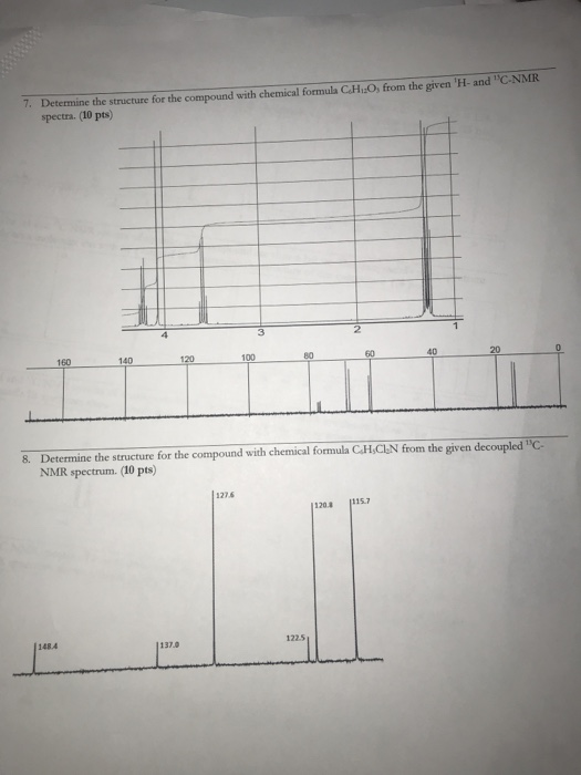 1. Determine the structure for the compound with chemical formula CHO from the given Hand C NMR spectra (10 pts) 8. Determin