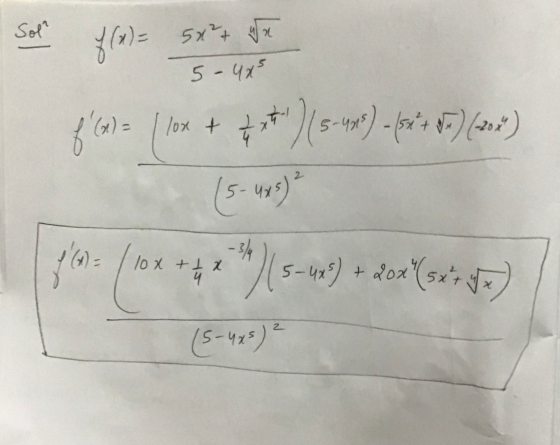 Sol f(x) = 5x²7 5 - UXS f(4)= 110* + ***) (5-+) - pr* 087) (10) 2 5-445) 10x + 1 x ****)(5 5-4x) + 20x (52* (S-uxs) ²