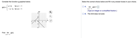 Consider the function g graphed below. Select the correct choice below and fill in any answer boxes in your choice. OA. g(x)