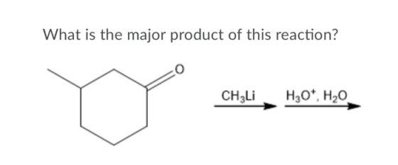 What is the major product of this reaction? CH3Li H2O*, H2O