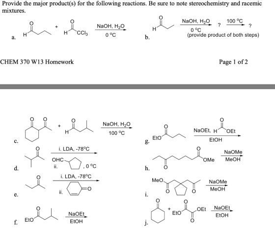 Provide the major product(s) for the following Provide the major product(s) for the following reactions. Be sure to note ster