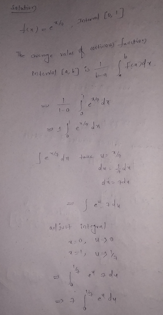 Solution Interval [0, 1] tine continous function be average value of to steadde. interval [a, b] is bra a >ueda an take u=