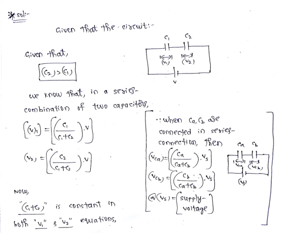 So Given That Be cicuit: Given that combinaioof two capaci4, : when Ca, Ga oSe connection en a 노) Caf<b (Gtis constant n volfa