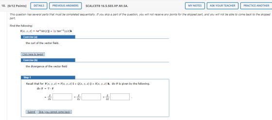 10. [0/12 Points] DETAILS PREVIOUS ANSWERS SCALCET8 16.5.503.XP.MI.SA. MY NOTES ASK YOUR TEACHER PRACTICE ANOTHER This questi