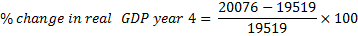 % change in real GDP year 4 = 20076 - 19519 19519 -X 100