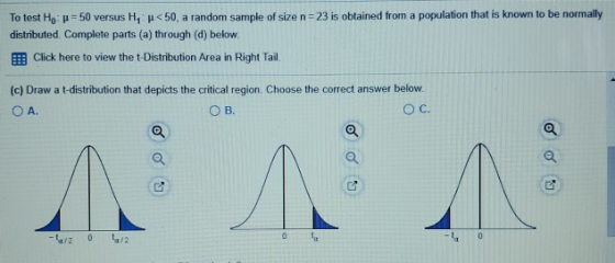 To test Ho: = 50 versus H<50, a random sample of size n=23 is obtained from a population that is known to be normally distrib