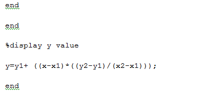 end end sdisplay y value y ylt x-x1)((y2-y1)/ (x2-x1))) end