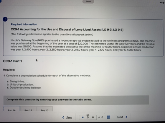 Seved Help Required information CC9-1 Accounting for the Use and Disposal of Long-Lived Assets [LO 9-3, LO 9-5) (The followin