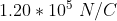 1.20*10^5,,N/C