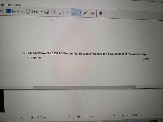 Edit Tools Help ew O Mode Delay 4. EXPLAIN how the 1952 US Presidential Election influenced the development of the modern day