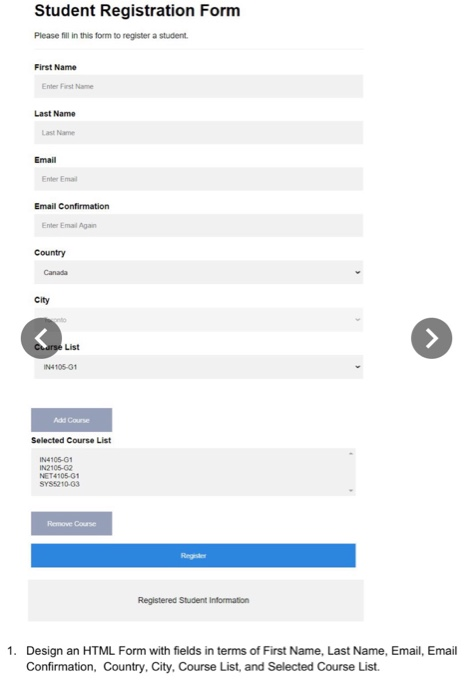 Student Registration Form Please fill in this form to register a student. First Name Enter First Name Last Name Last Name Ema