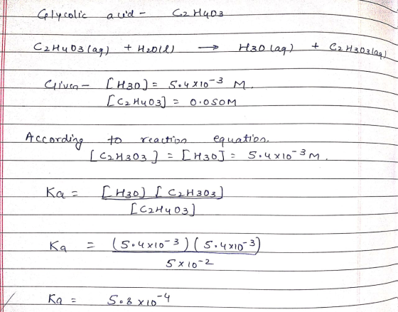 Glycalie aud C2HuD3lag) H30 lag C2Ha0alaa Civa- LH30] = S.4x1o3 M. O OSOM hecardiny equation H30J S.4xlo3 reactipa CaHa03 H30