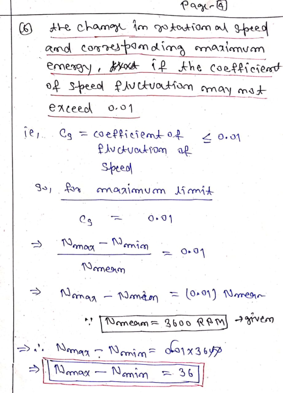 Page 6 the change im rotational speed and corresponding maximum energy, Exxt if the coefficient of speed fluctuation may mot