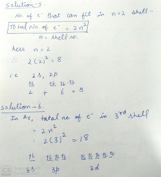 in n=2 shell :- solution -s. No. of e that can fit Total No. of e-=an2/ ne shell no. here n=2 Li 2 (2)? - 8 ie 2s 2p 1 2 1 11
