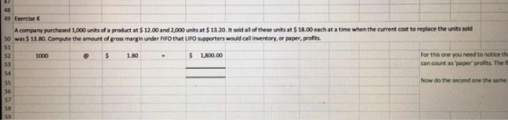 471 48 49 Exercise K A company purchased 1,000 units of a product at $ 12.00 and 2,000 units at $ 13.20. It sold all of these