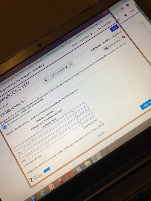 k: Ch 2 HW 7 of 8 (7 E2-38B (si