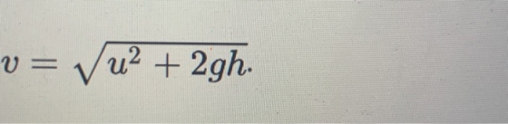 V = u2 + 2gh