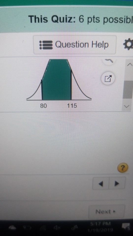 This Quiz: 6 pts possibl Question Help : 80 115 2 Next . 7 PM