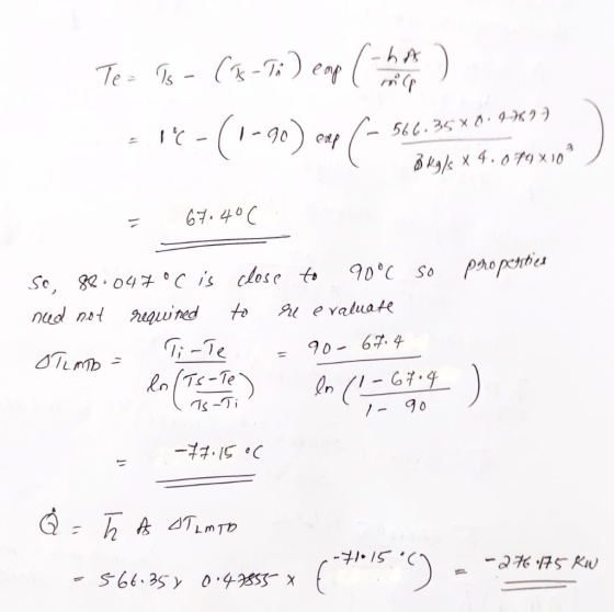 اي را Te - Ts - (IS-7:) eap (-ha) IC-(1-90 o) eap 566.35% 0.4222 0 kg/s 4.079x109 67.4°C properties So, 88.047°C is close to