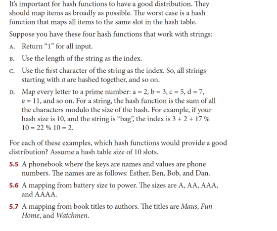 Its important for hash functions to have a good distribution. They should map items as broadly as possible. The worst case i