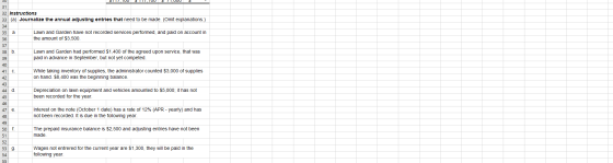 30 5 . JUU 51. IUU51.UUU 32 Instructions 33 (a) Journalize the annual adjusting entries that need to be made. (Omit explanati