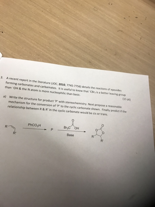 3. A recent report in the literature (JOC, 2010, 7745-7756) details the reactions of epoxides forming carbonates and carbamat