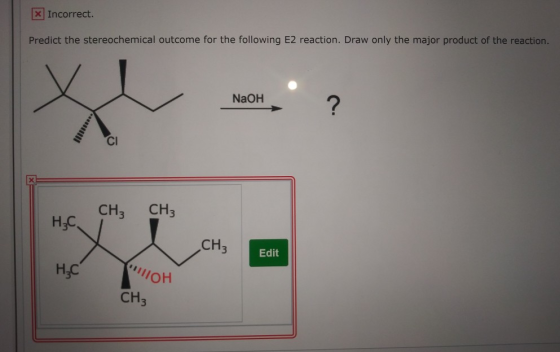 X Incorrect. Predict the stereochemical outcome for the following E2 reaction. Draw only the major product of the reaction. N