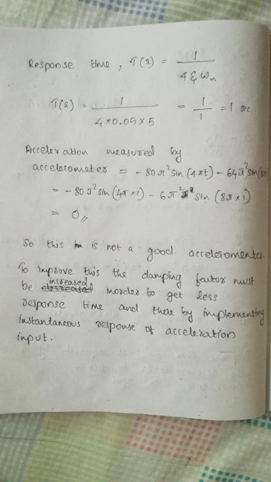 Response tivXL74t) =-!- 1(a) 2 tis is not a atcelasomorta s the danpin gaubos ruust desponse ime and lustantaneous oespouse 다