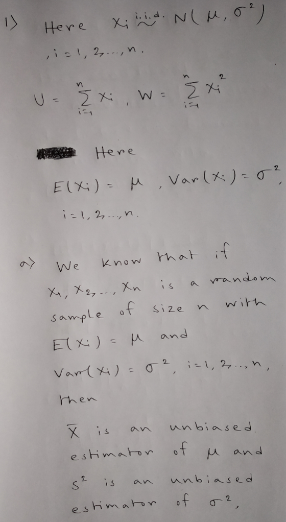 i Here ,1, 2, n, Here 2 AVarl) - 0 El) i1,2, n Mat if Know We a wandom X,X2 Xn - with Size Sample of and ElX)A Var(xi) 2,.,n