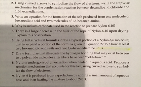 2. Using curved arrows to symbolize the flow of electrons, write the stepwise mechanism for the condensation reaction between