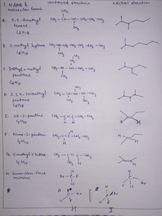 condensed structure 8 keltal shruuteen 1. NAME molecular formule CH3 CH3 - CH-CH-Chhe there A. 2, 3-dimethyl hexane. L8H18 CH