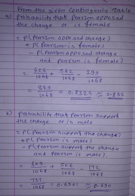 the change r is Temale Sm is female) and pearsom is fen al e 626 33 9 Lo6 the chamge or is male (pear sen ,, s male) p(pearson suipperなthe changで and PeaTsm ismale ) 6 112 O 6 g l o 6 8 37 - |068