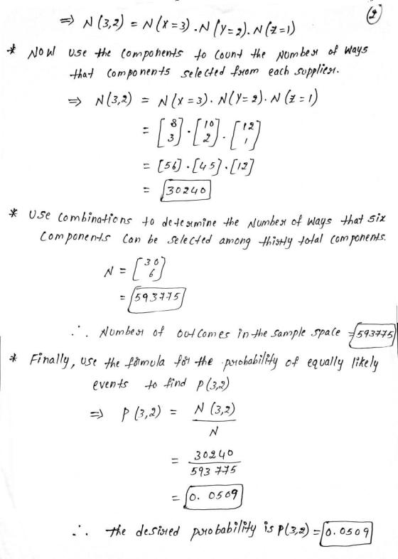 = N (3,2) = N /* = 3).N (Y= 2). W (2=1) * Noul use the components to count the number of ways that components selected from e