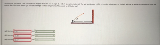 In the figure, you throw a ball toward a wall at speed 34.0 m/s and at angle - 3.0 above the horizontal. The wailis distance