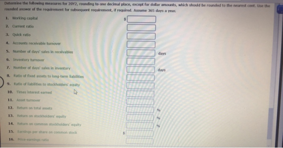 Determine the following measures for 20Y2, rounding to one decimal place, except for dollar amounts, which should be rounded