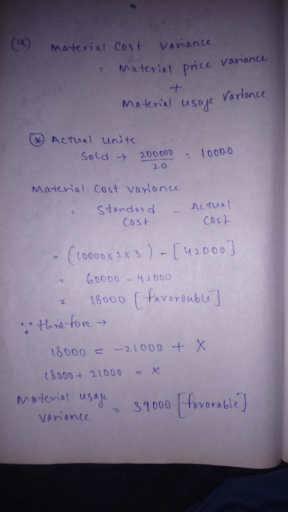 Ca material Cost Vaniance Material price vanance Vartance Matenal usa& Actual unte Sold 200000 2 lo000 20 Material Cost vara