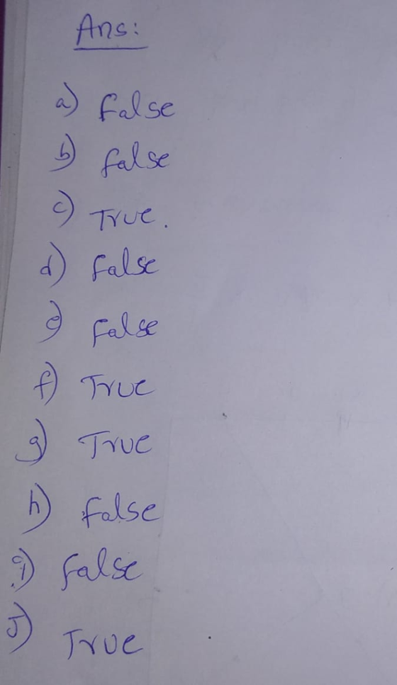 Ans: sc Fal se JruC false うfalse SC ツアYUC.