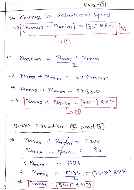 page-6 saj change in Rotation and speed - Mornim) (36) P.Pan (Nomas La Nimeam Narmad C. + Wornion 2 =) Nomoa + Nomin = 22 Won