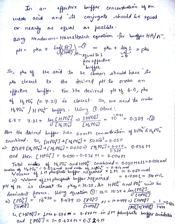 er neaily as « OCS r e the acid to be lhossno ahouwd hove its pka clesest tdhe des>re pH to rrake an ol 0 7.2) i closest. So, uu neud to make usima abve 04 J.381 To:tal moles dominait fors. sin uống.eewatio 0: 12-32 tlon [P029 s, 12.=